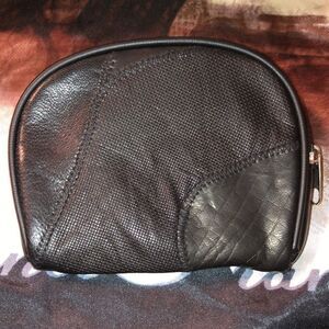 Patch Black Leather Small Zip Wallet